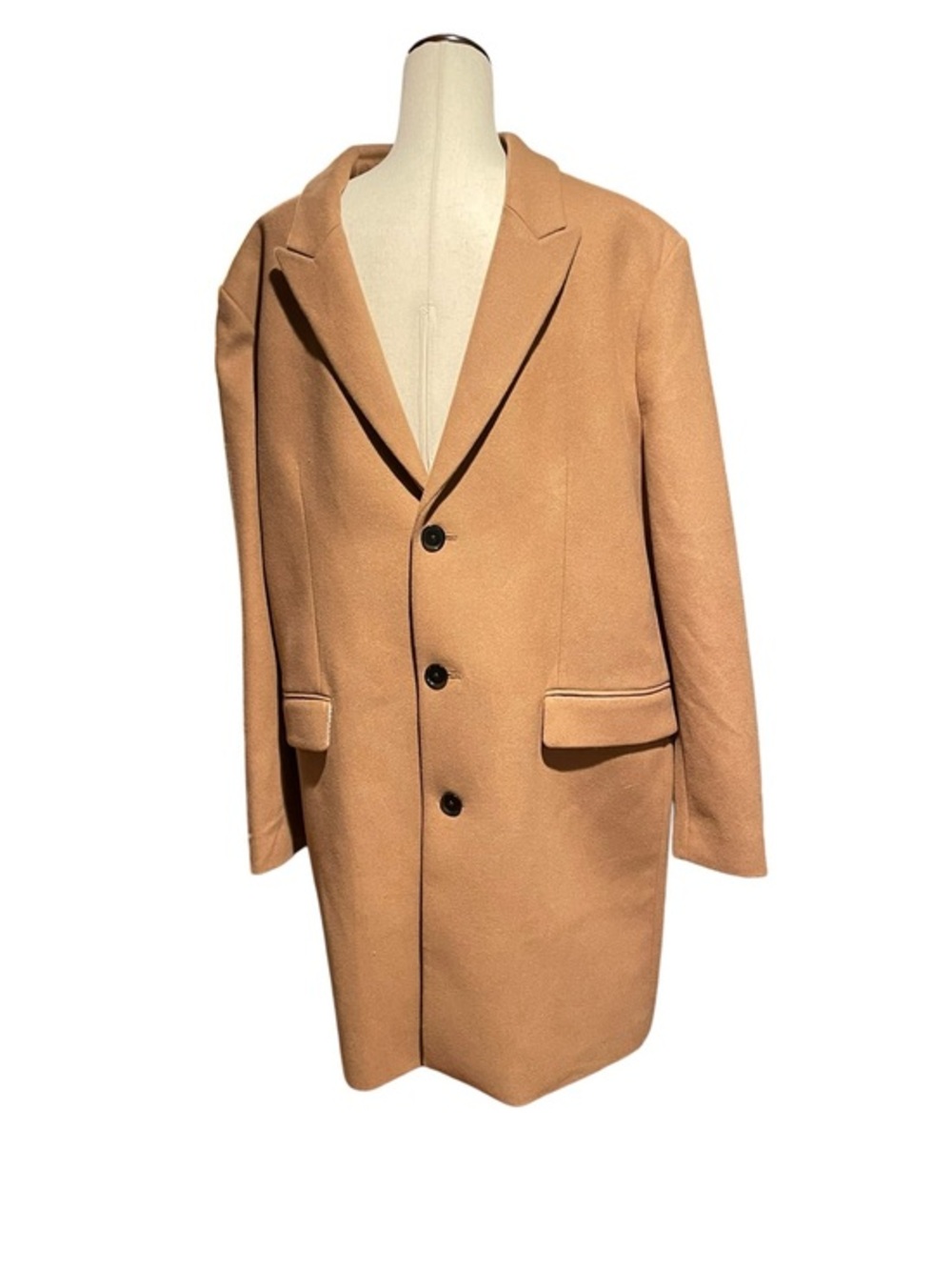 NEW Mens XXL Wool Coat Express Jacket Overcoat Tan $298 Wool-Blend 2XL